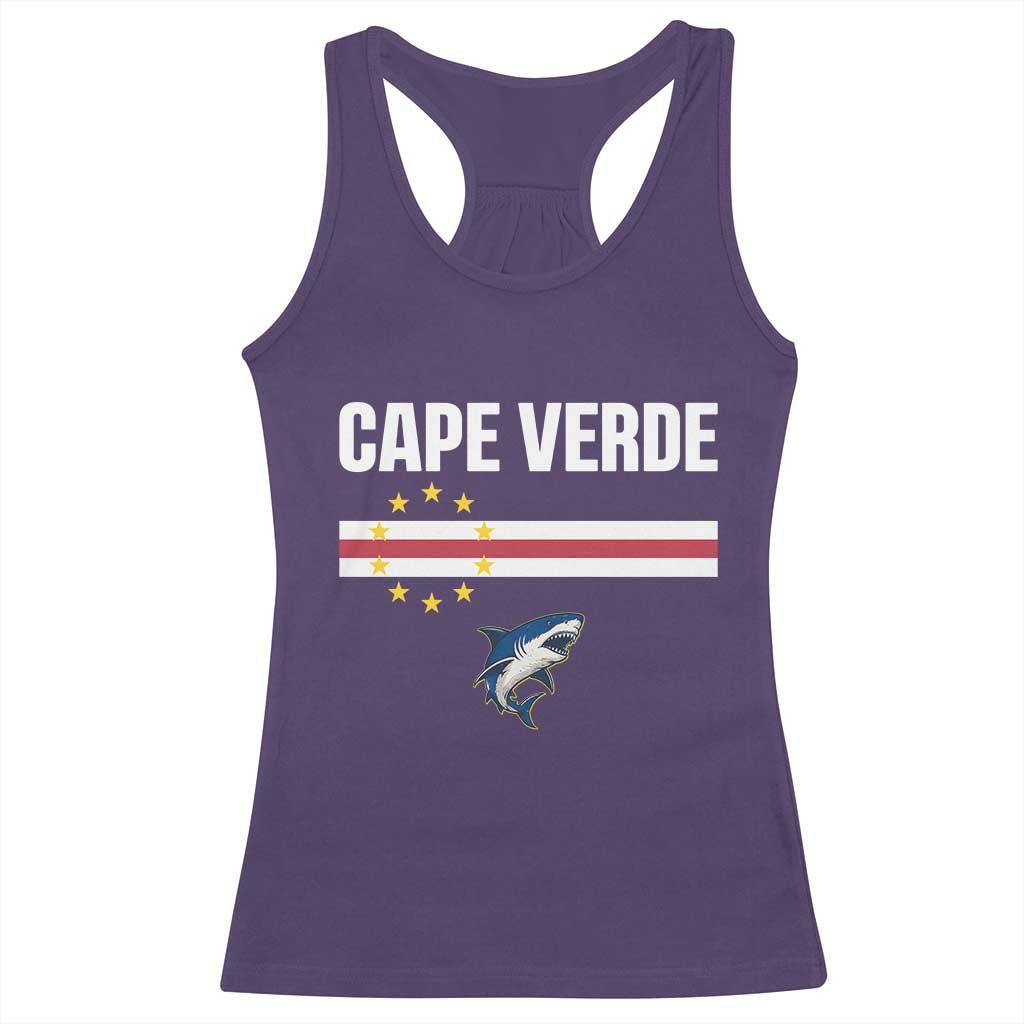 Cape Verde Flag Blue Shark Heritage Racerback Tank Top Cabo Verde Verdean Pride Soccer Football Fans