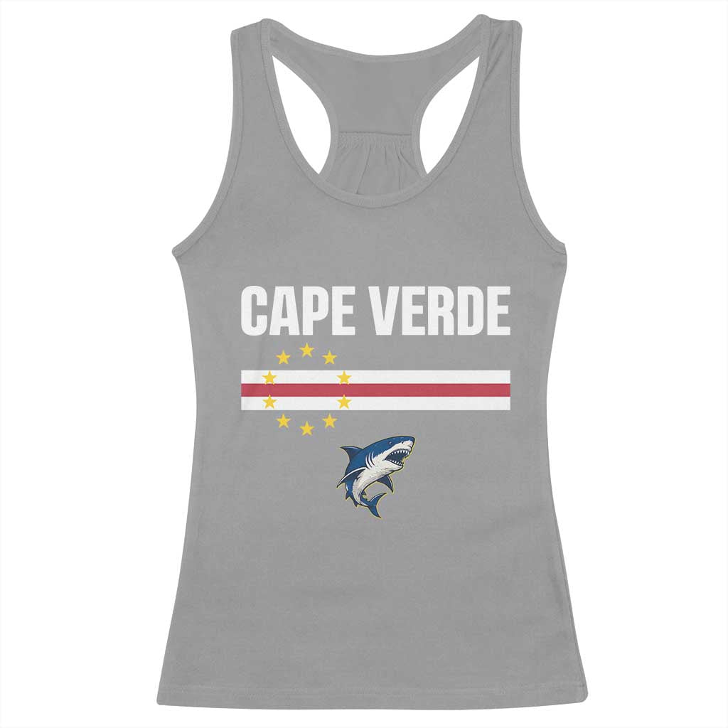 Cape Verde Flag Blue Shark Heritage Racerback Tank Top Cabo Verde Verdean Pride Soccer Football Fans