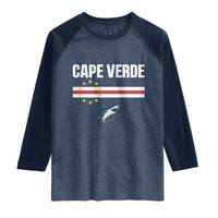 Cape Verde Flag Blue Shark Heritage Raglan Shirt Cabo Verde Verdean Pride Soccer Football Fans