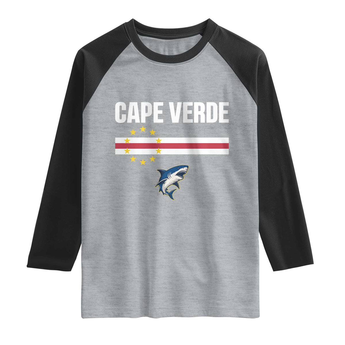 Cape Verde Flag Blue Shark Heritage Raglan Shirt Cabo Verde Verdean Pride Soccer Football Fans