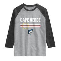 Cape Verde Flag Blue Shark Heritage Raglan Shirt Cabo Verde Verdean Pride Soccer Football Fans