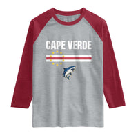 Cape Verde Flag Blue Shark Heritage Raglan Shirt Cabo Verde Verdean Pride Soccer Football Fans