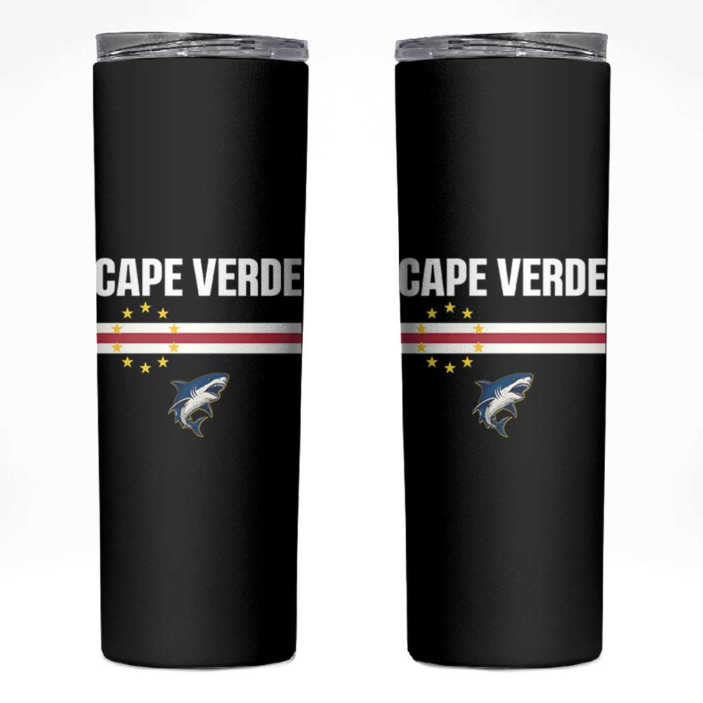 Cape Verde Flag Blue Shark Heritage Skinny Tumbler Cabo Verde Verdean Pride Soccer Football Fans