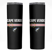 Cape Verde Flag Blue Shark Heritage Skinny Tumbler Cabo Verde Verdean Pride Soccer Football Fans