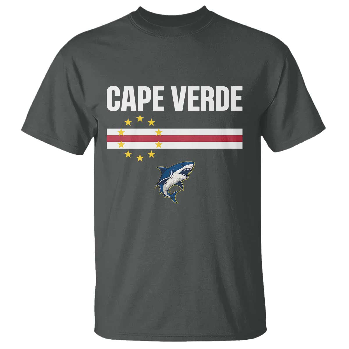 Cape Verde Flag Blue Shark Heritage T Shirt Cabo Verde Verdean Pride Soccer Football Fans