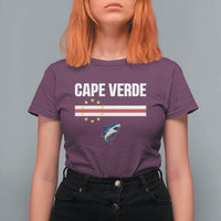 Cape Verde Flag Blue Shark Heritage T Shirt For Women Cabo Verde Verdean Pride Soccer Football Fans