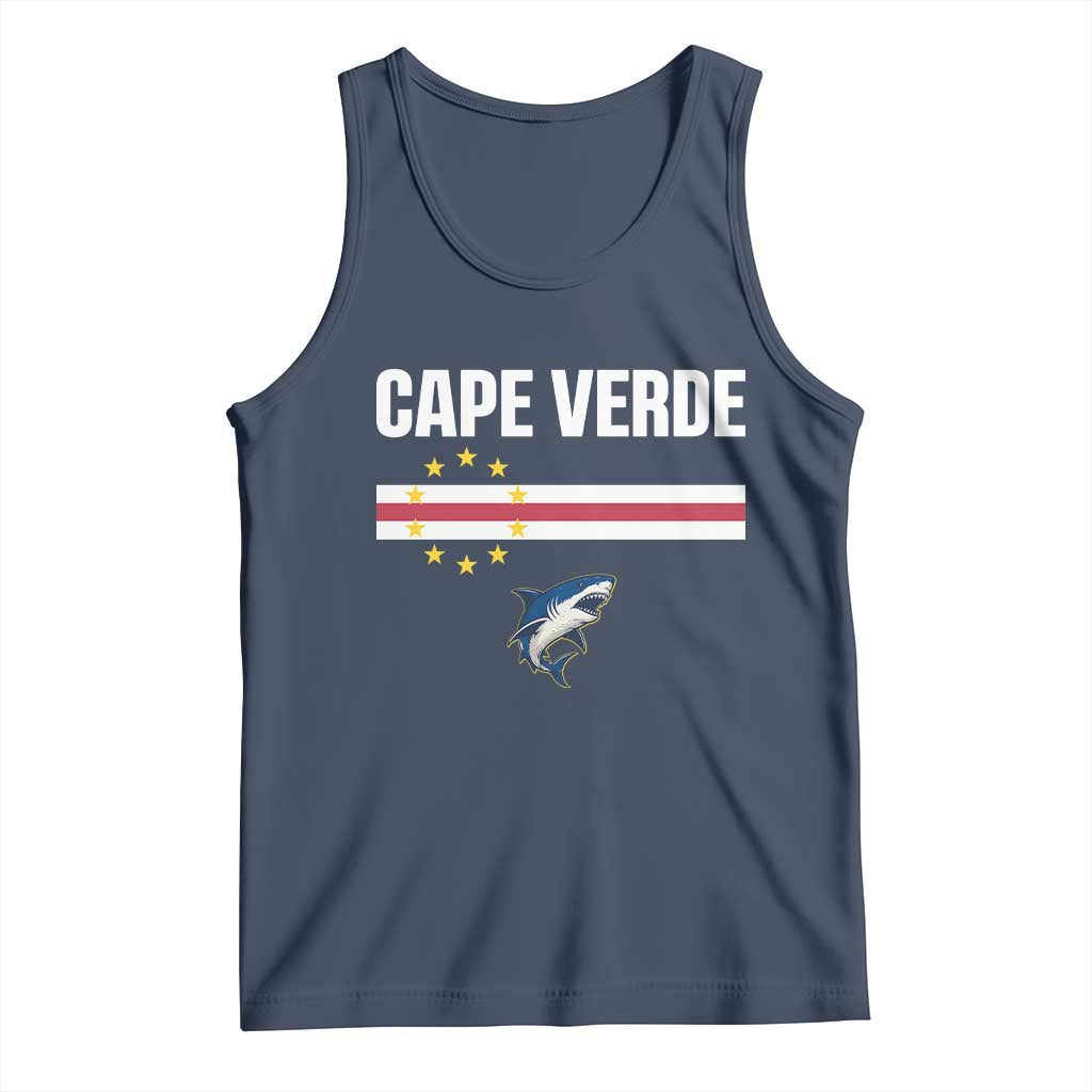 Cape Verde Flag Blue Shark Heritage Tank Top Cabo Verde Verdean Pride Soccer Football Fans
