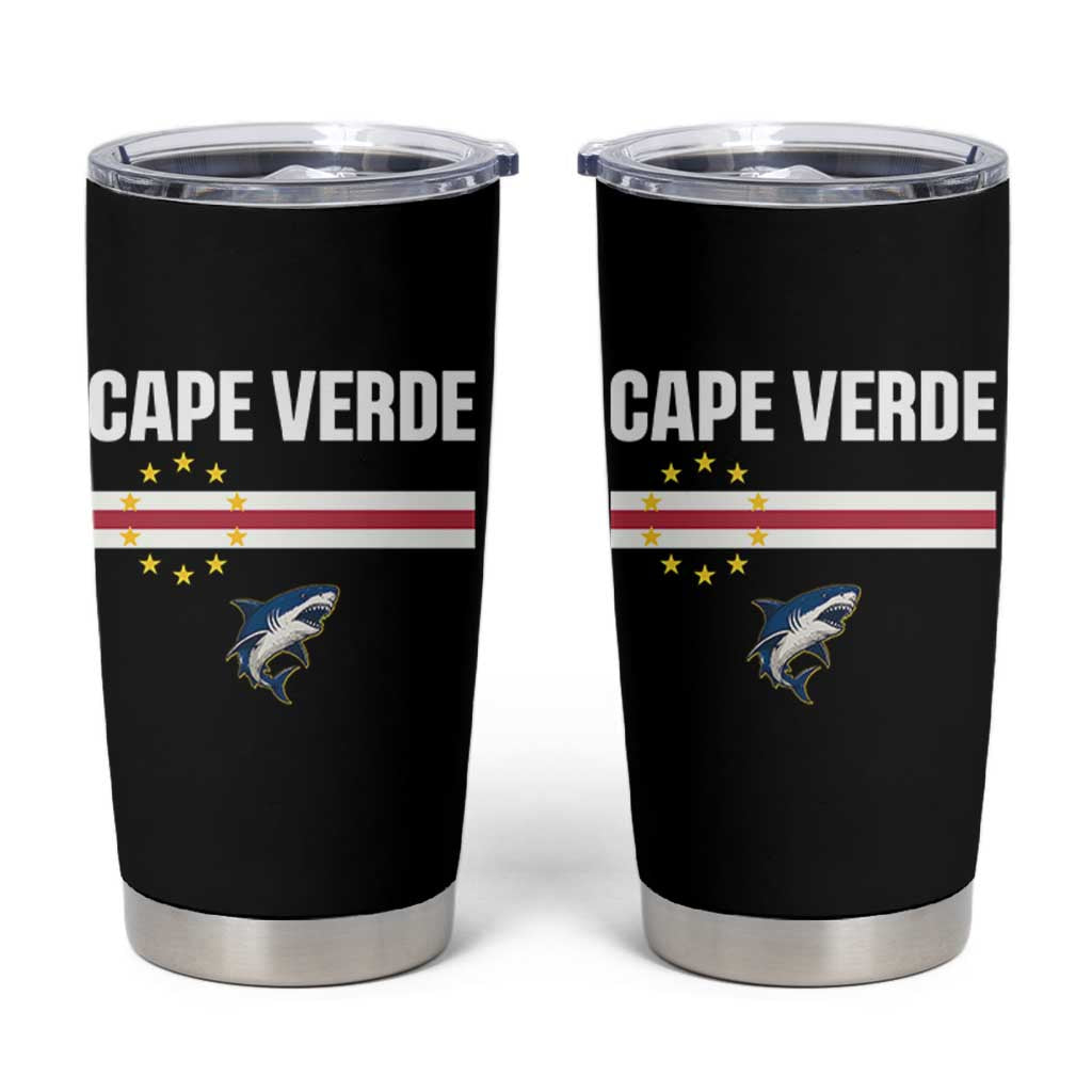 Cape Verde Flag Blue Shark Heritage Tumbler Cup Cabo Verde Verdean Pride Soccer Football Fans