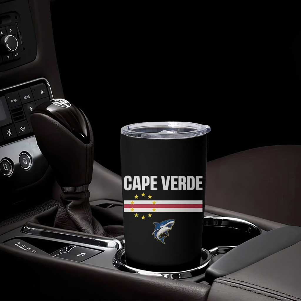 Cape Verde Flag Blue Shark Heritage Tumbler Cup Cabo Verde Verdean Pride Soccer Football Fans