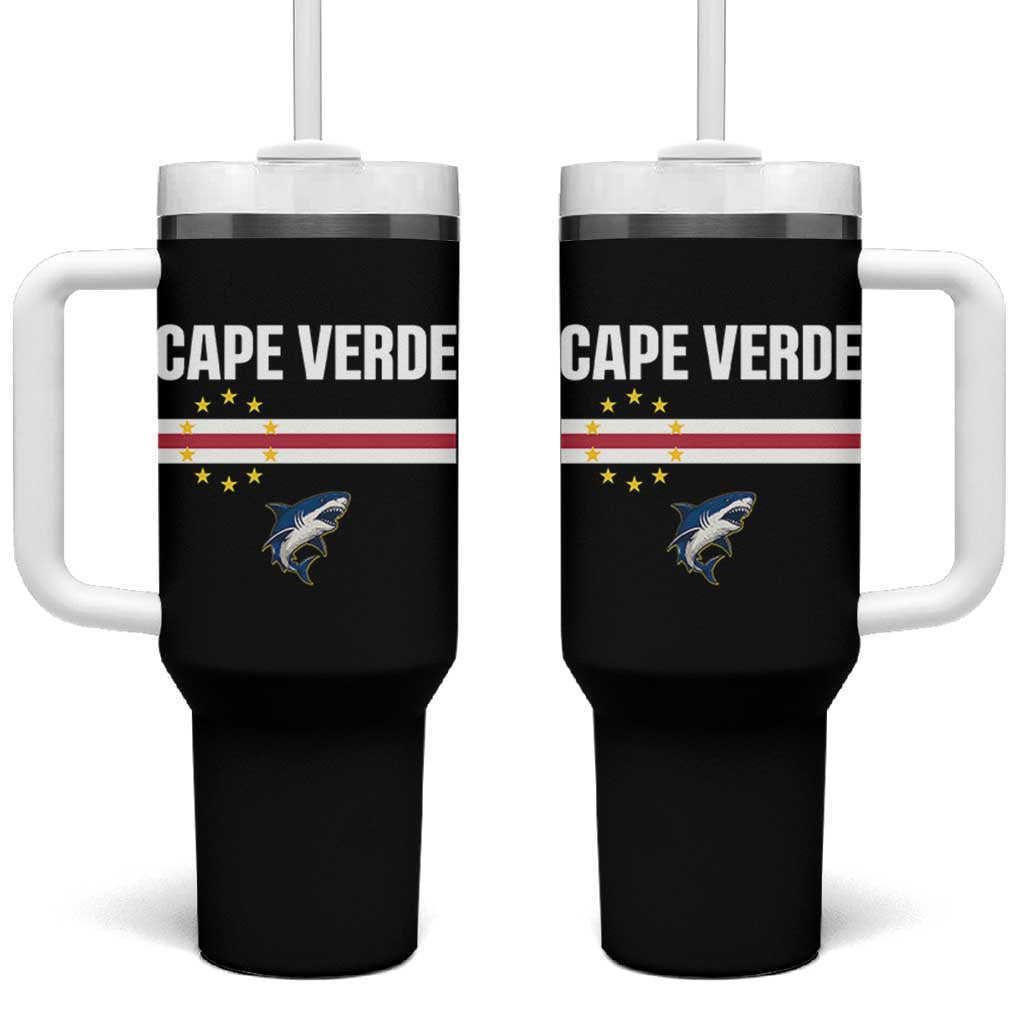 Cape Verde Flag Blue Shark Heritage Tumbler With Handle Cabo Verde Verdean Pride Soccer Football Fans