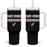 Cape Verde Flag Blue Shark Heritage Tumbler With Handle Cabo Verde Verdean Pride Soccer Football Fans