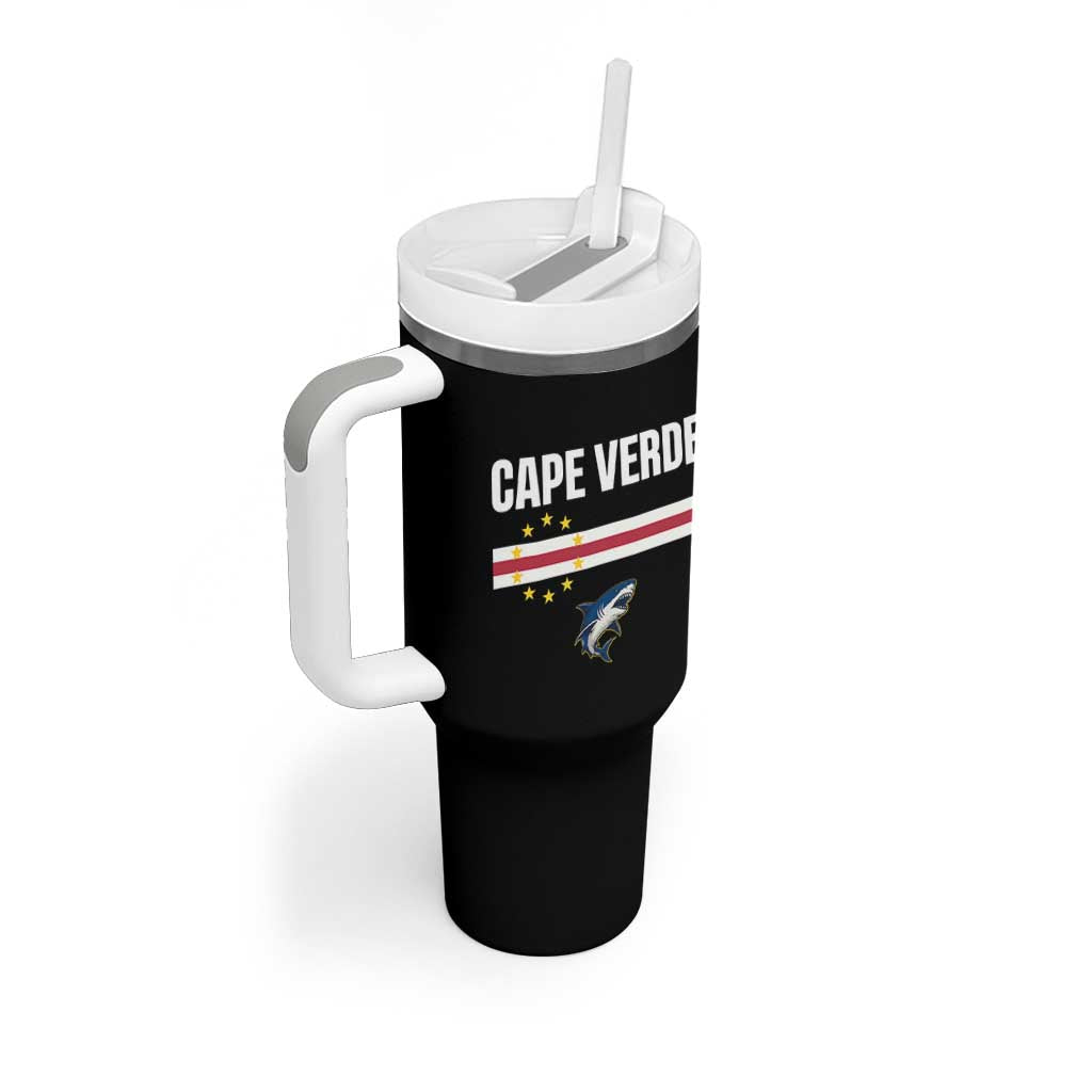 Cape Verde Flag Blue Shark Heritage Tumbler With Handle Cabo Verde Verdean Pride Soccer Football Fans