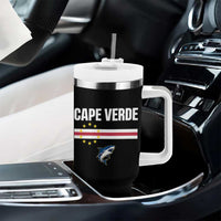 Cape Verde Flag Blue Shark Heritage Tumbler With Handle Cabo Verde Verdean Pride Soccer Football Fans