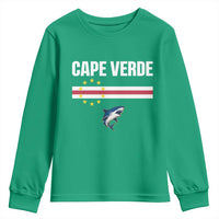 Cape Verde Flag Blue Shark Heritage Youth Sweatshirt Cabo Verde Verdean Pride Soccer Football Fans