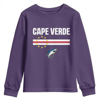 Cape Verde Flag Blue Shark Heritage Youth Sweatshirt Cabo Verde Verdean Pride Soccer Football Fans