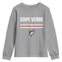 Cape Verde Flag Blue Shark Heritage Youth Sweatshirt Cabo Verde Verdean Pride Soccer Football Fans
