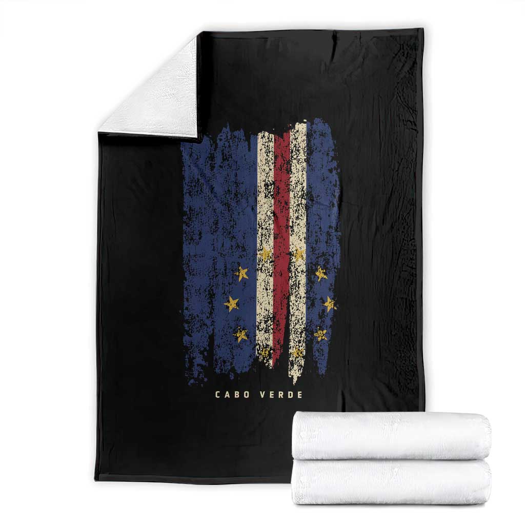 Cape Verde Vertical Brush Stroke Flag Graphic Throw Blanket Cabo Verde National Pride Artistic Gift