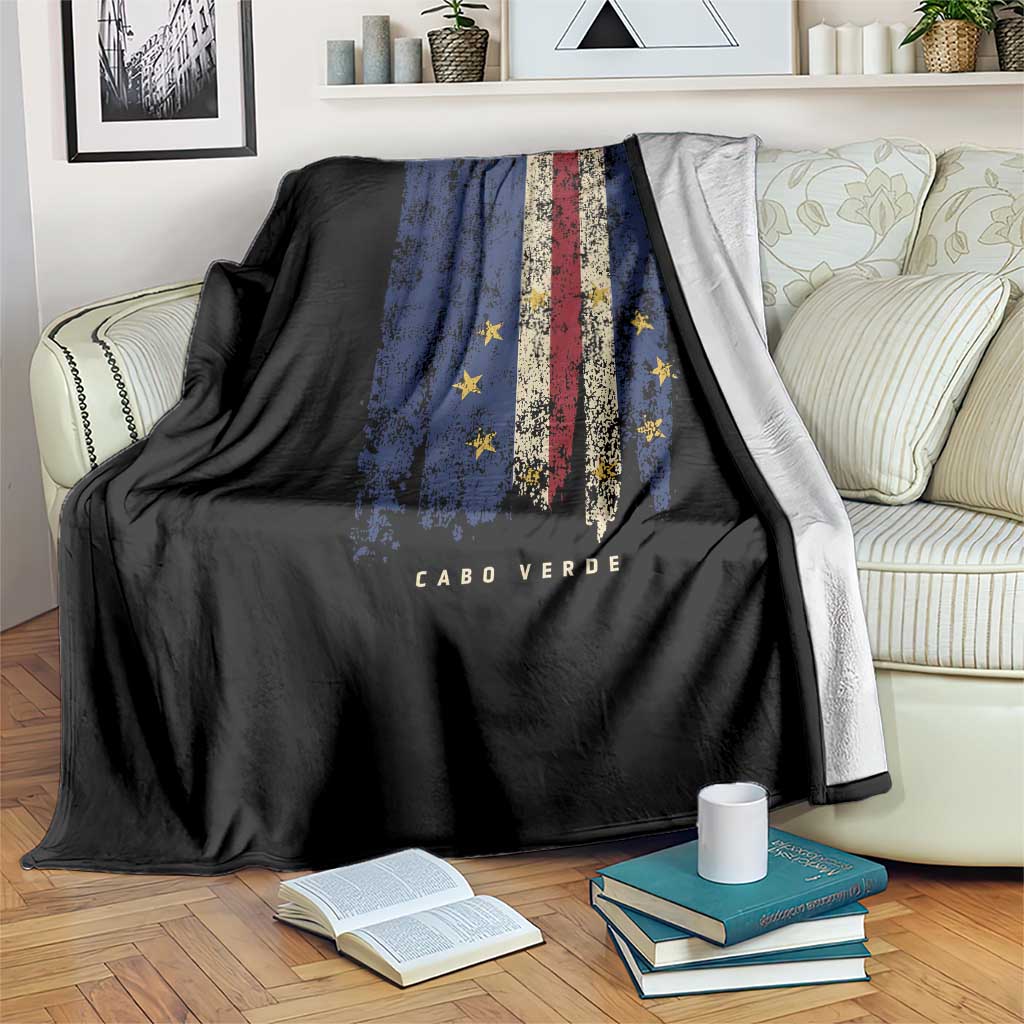 Cape Verde Vertical Brush Stroke Flag Graphic Throw Blanket Cabo Verde National Pride Artistic Gift