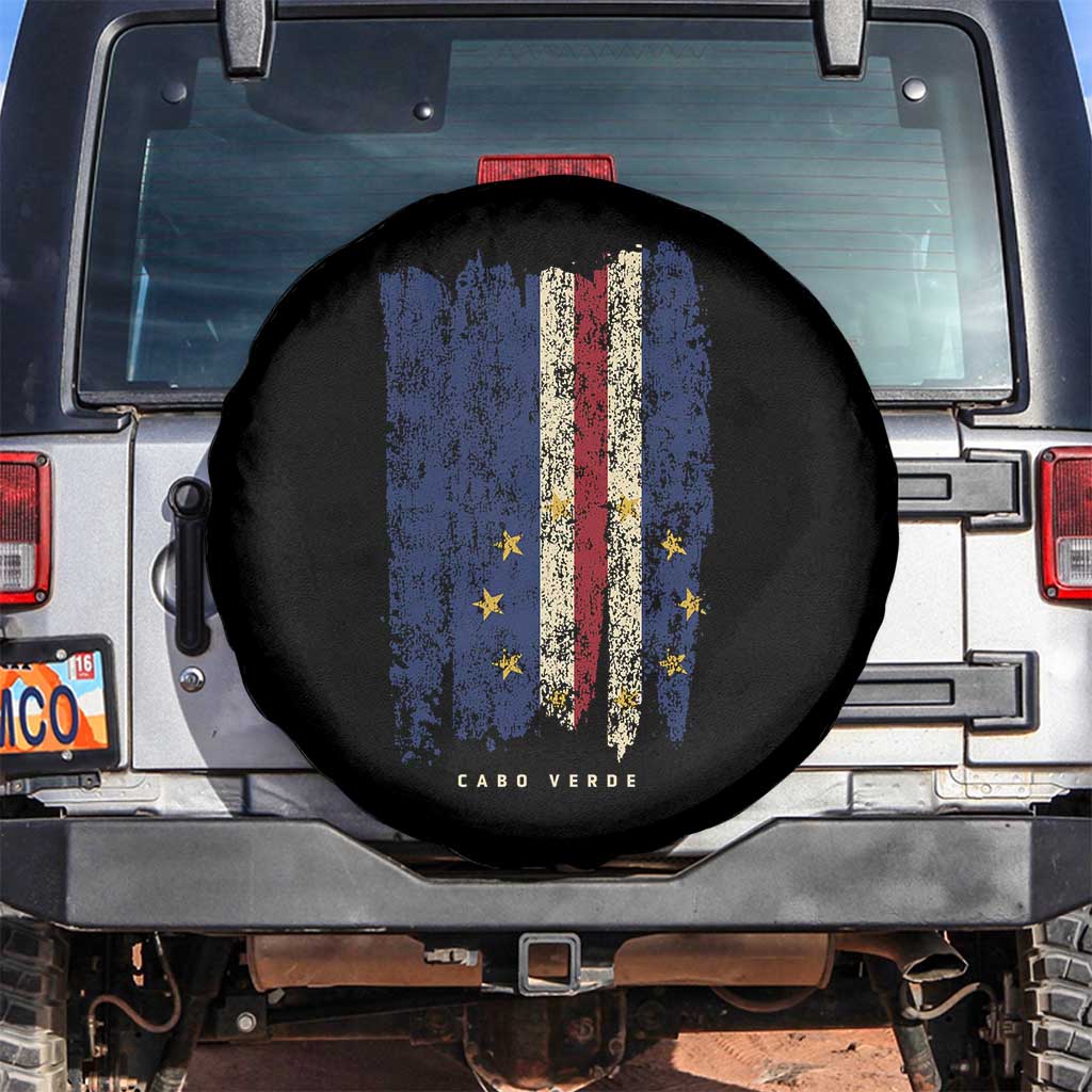 Cape Verde Vertical Brush Stroke Flag Graphic Spare Tire Cover Cabo Verde National Pride Artistic Gift