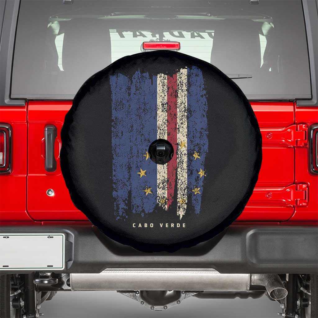 Cape Verde Vertical Brush Stroke Flag Graphic Spare Tire Cover Cabo Verde National Pride Artistic Gift