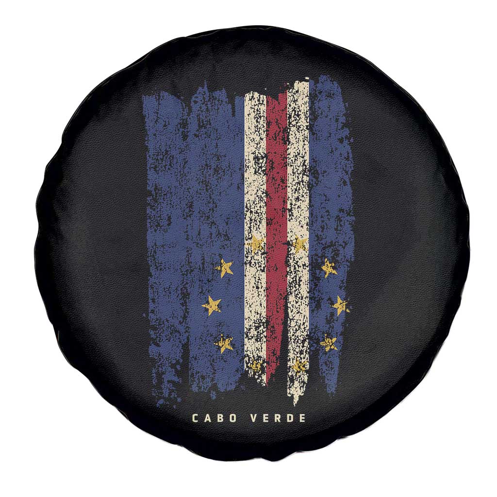 Cape Verde Vertical Brush Stroke Flag Graphic Spare Tire Cover Cabo Verde National Pride Artistic Gift