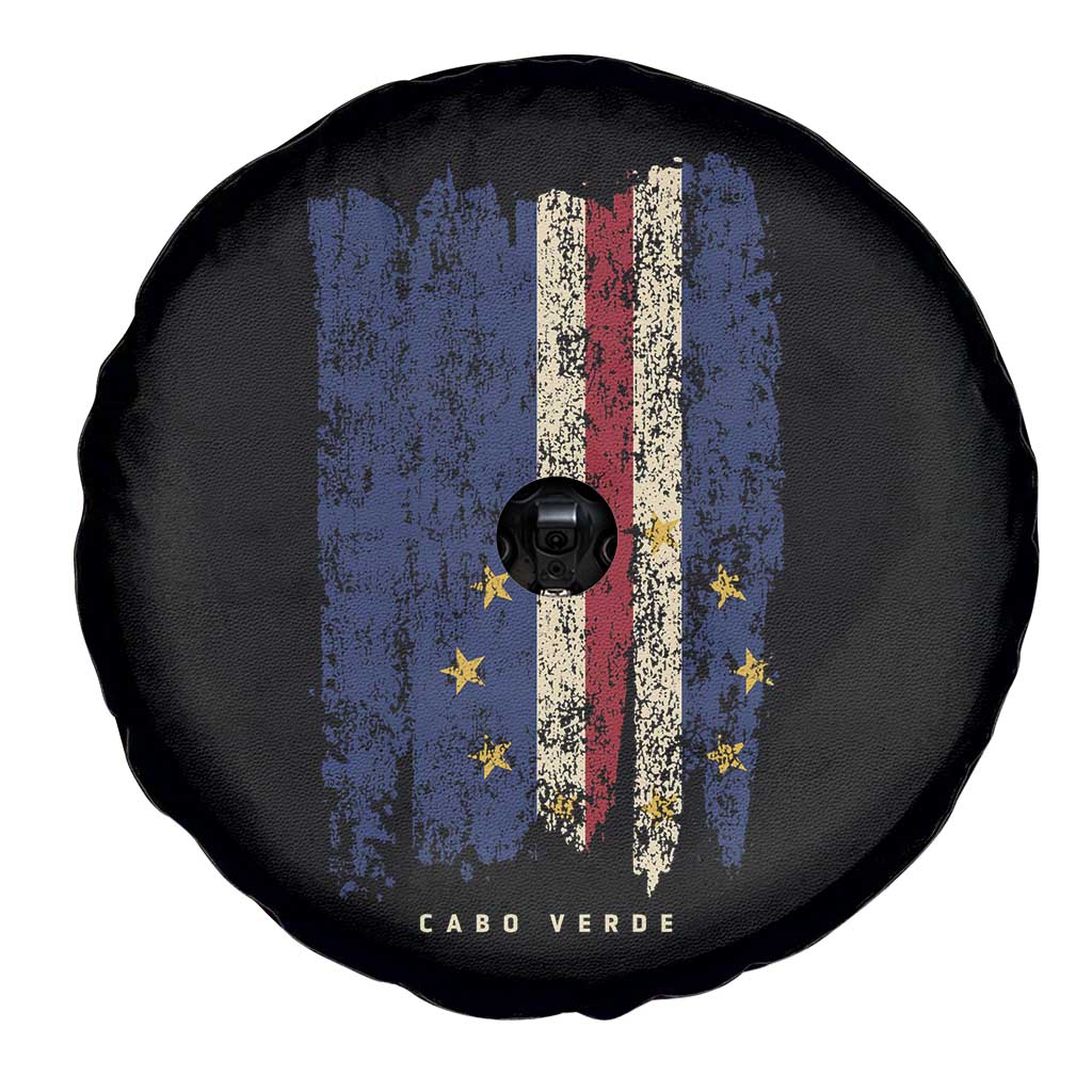 Cape Verde Vertical Brush Stroke Flag Graphic Spare Tire Cover Cabo Verde National Pride Artistic Gift