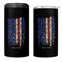 Cape Verde Vertical Brush Stroke Flag Graphic 4 in 1 Can Cooler Tumbler Cabo Verde National Pride Artistic Gift