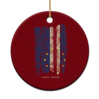 Cape Verde Vertical Brush Stroke Flag Graphic Ceramic Ornament Cabo Verde National Pride Artistic Gift