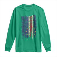 Cape Verde Vertical Brush Stroke Flag Graphic Long Sleeve Shirt Cabo Verde National Pride Artistic Gift
