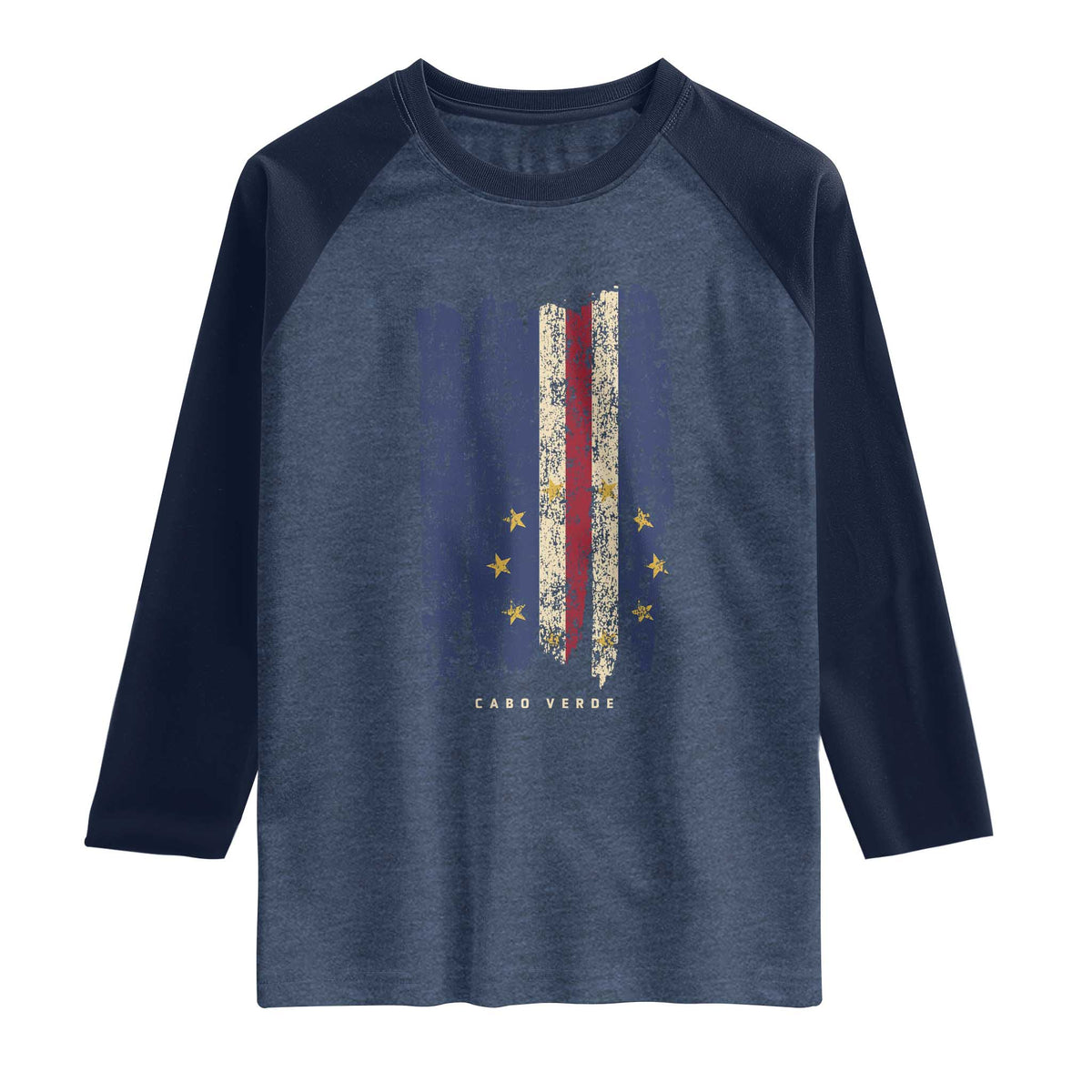Cape Verde Vertical Brush Stroke Flag Graphic Raglan Shirt Cabo Verde National Pride Artistic Gift