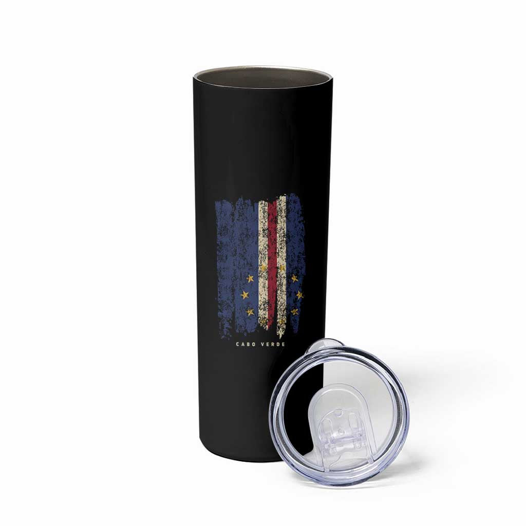 Cape Verde Vertical Brush Stroke Flag Graphic Skinny Tumbler Cabo Verde National Pride Artistic Gift