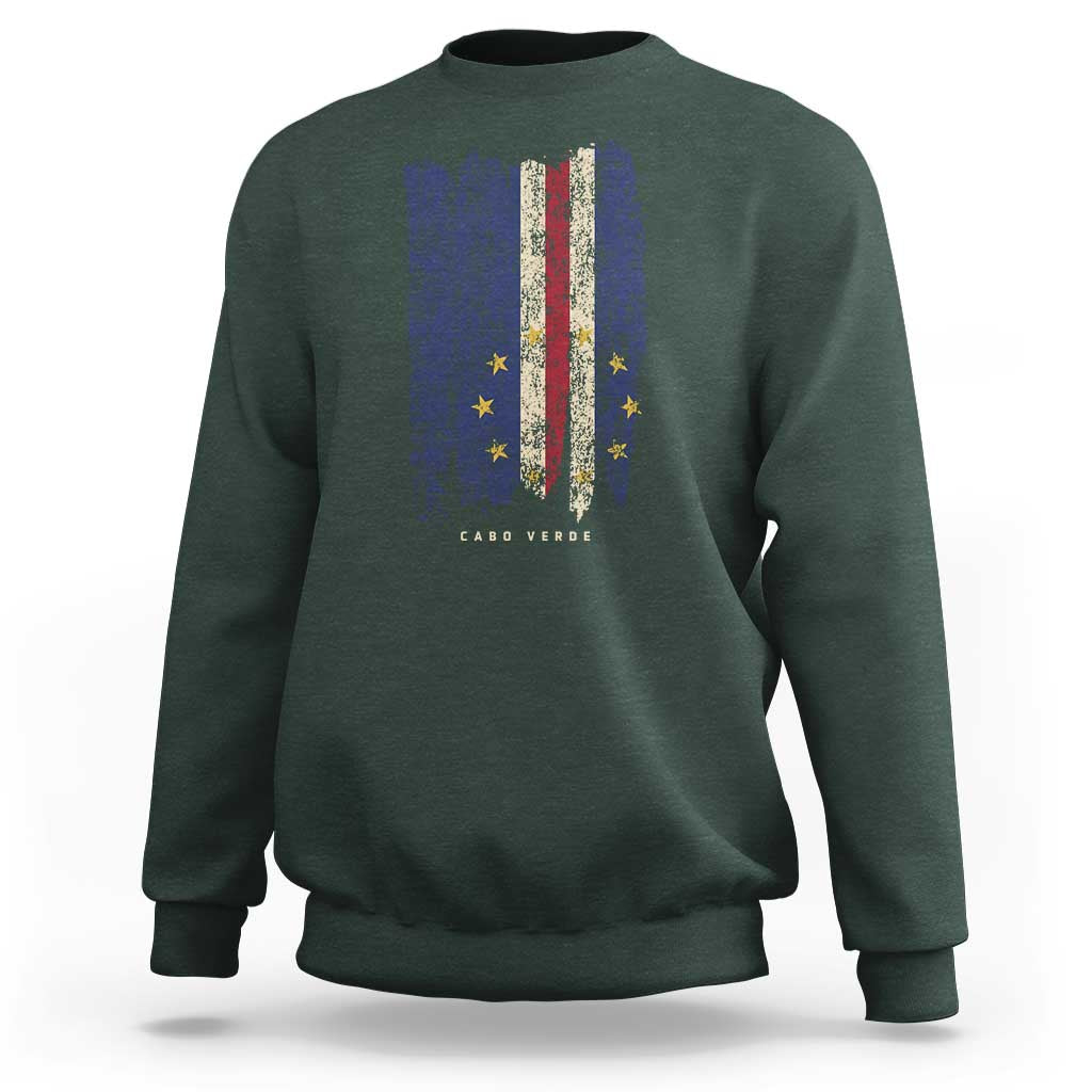 Cape Verde Vertical Brush Stroke Flag Graphic Sweatshirt Cabo Verde National Pride Artistic Gift