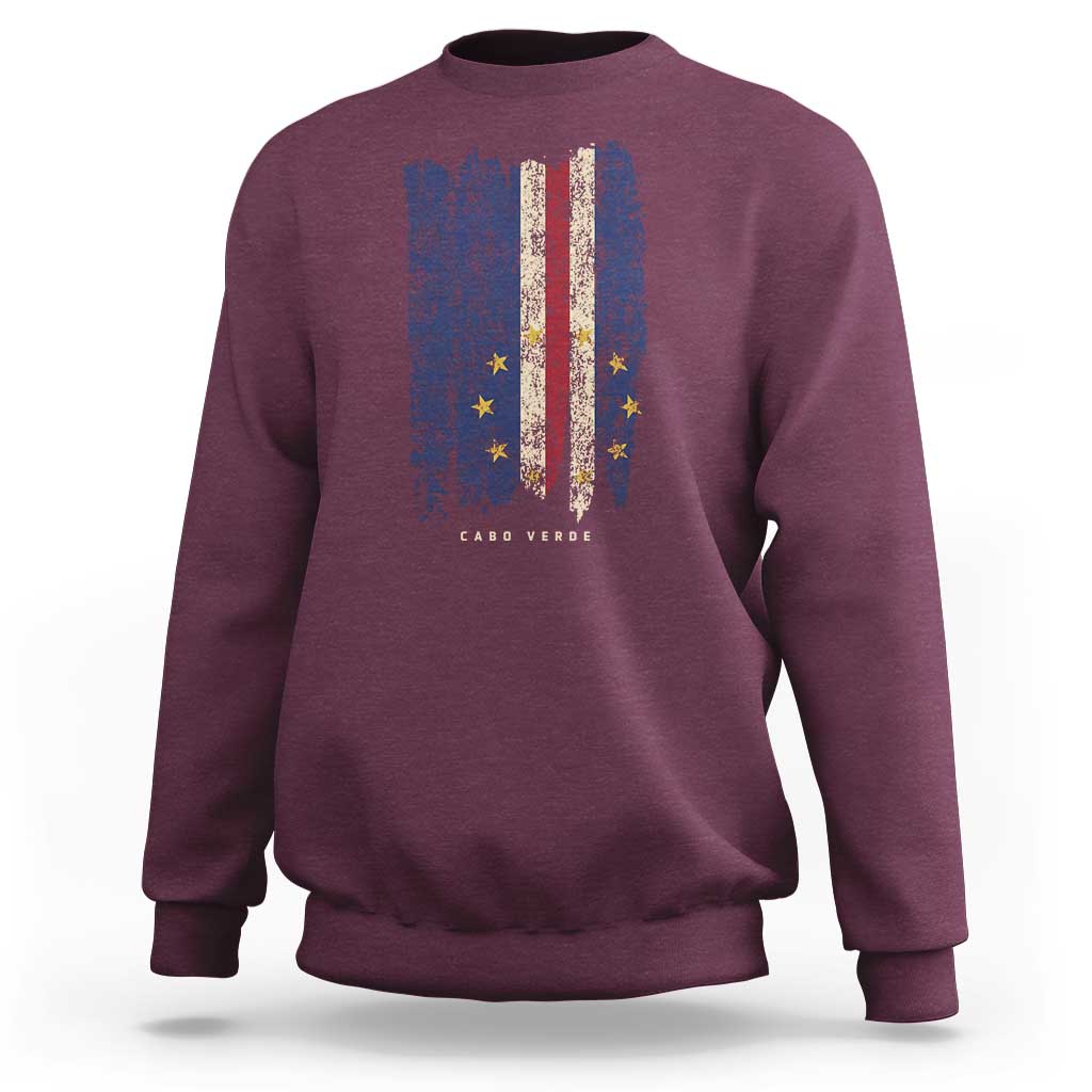 Cape Verde Vertical Brush Stroke Flag Graphic Sweatshirt Cabo Verde National Pride Artistic Gift