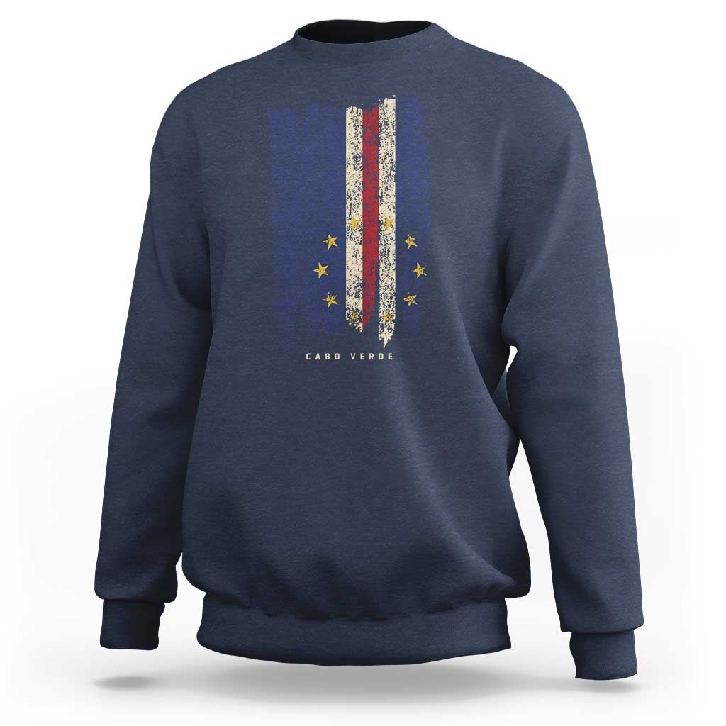 Cape Verde Vertical Brush Stroke Flag Graphic Sweatshirt Cabo Verde National Pride Artistic Gift