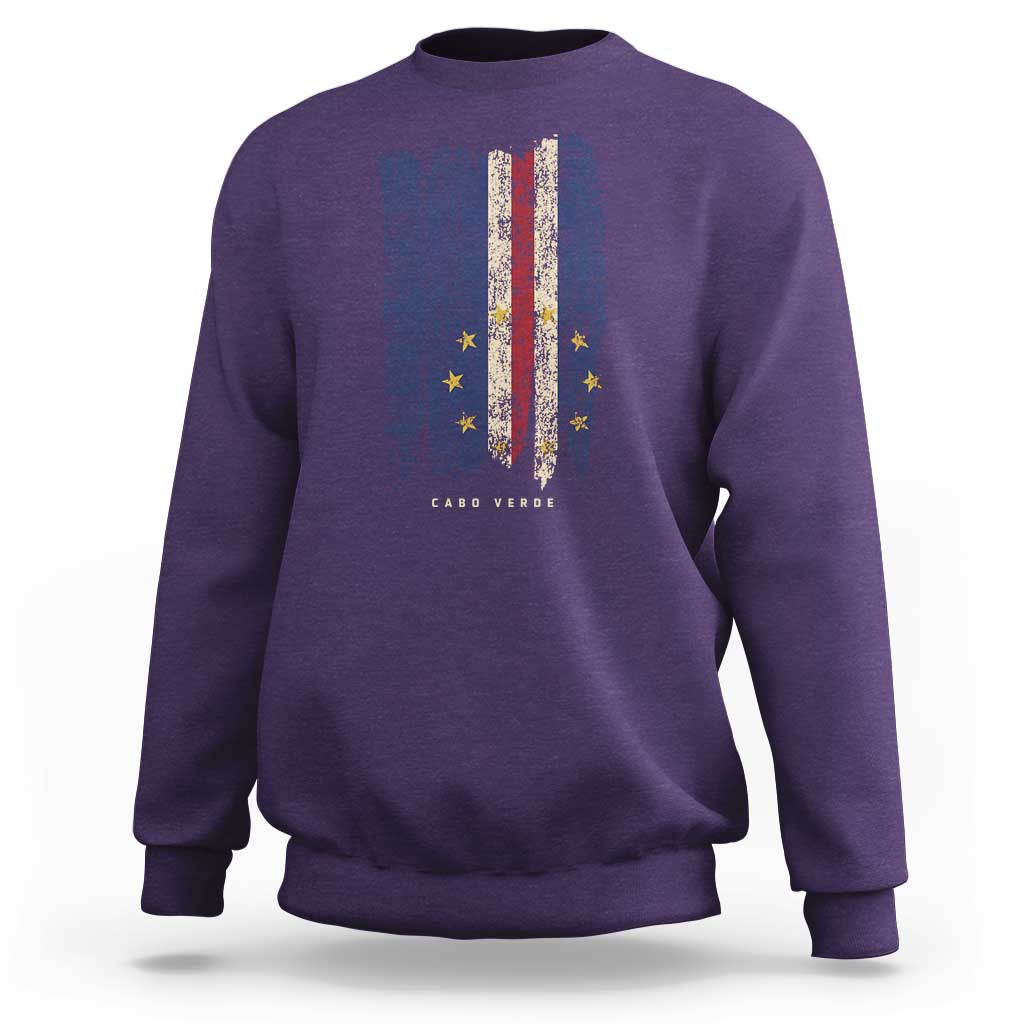 Cape Verde Vertical Brush Stroke Flag Graphic Sweatshirt Cabo Verde National Pride Artistic Gift