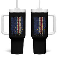 Cape Verde Vertical Brush Stroke Flag Graphic Tumbler With Handle Cabo Verde National Pride Artistic Gift