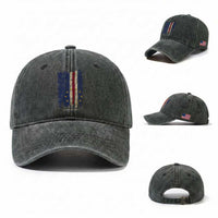 Cape Verde Vertical Brush Stroke Flag Graphic Washed Cotton Baseball Cap Cabo Verde National Pride Artistic Gift