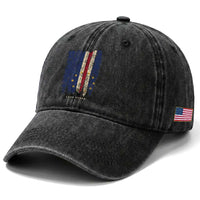 Cape Verde Vertical Brush Stroke Flag Graphic Washed Cotton Baseball Cap Cabo Verde National Pride Artistic Gift