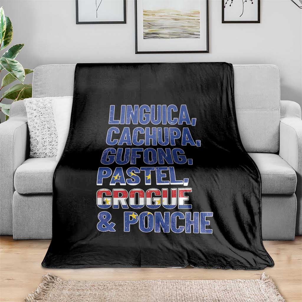 Cape Verde Traditional Food & Drinks List Throw Blanket Cabo Verdean Cachupa Grogue Heritage Gift