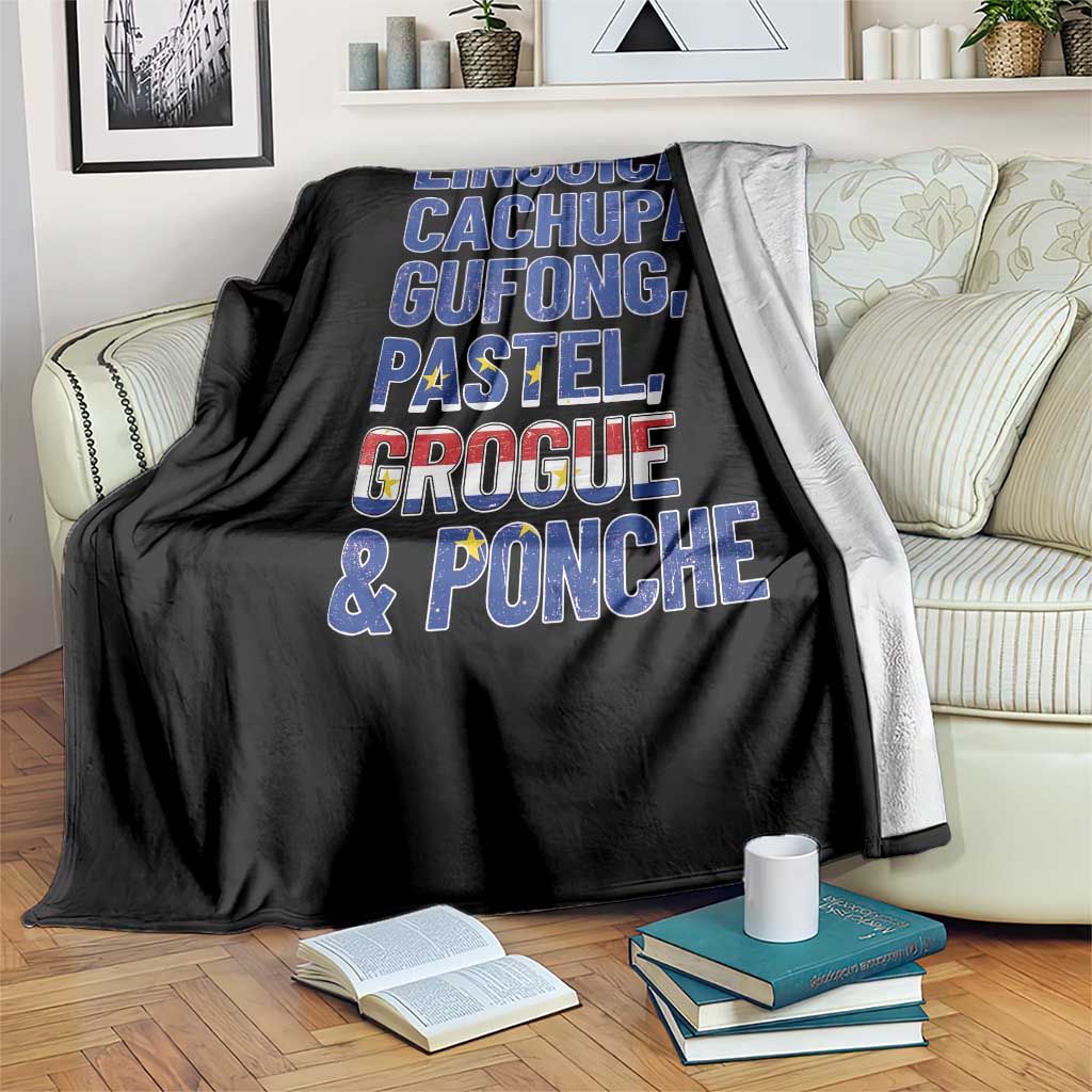Cape Verde Traditional Food & Drinks List Throw Blanket Cabo Verdean Cachupa Grogue Heritage Gift