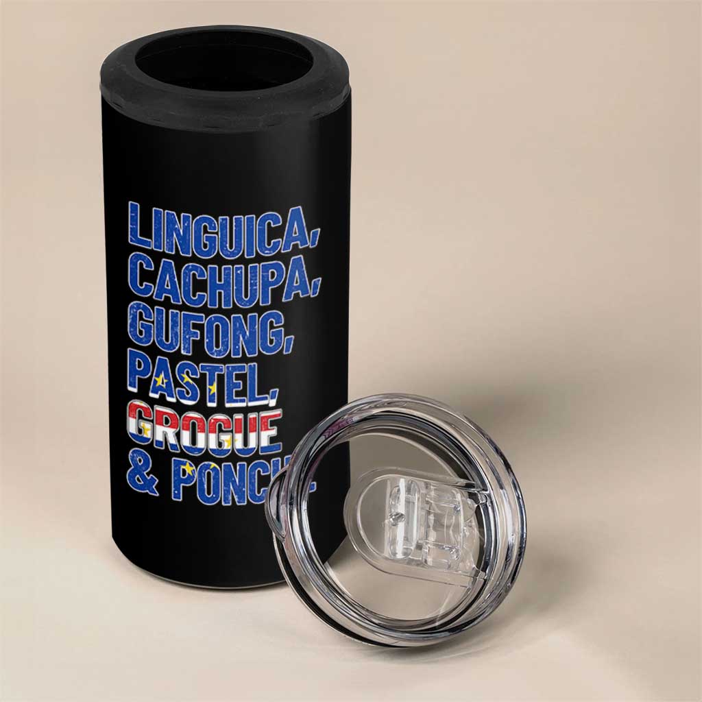 Cape Verde Traditional Food & Drinks List 4 in 1 Can Cooler Tumbler Cabo Verdean Cachupa Grogue Heritage Gift
