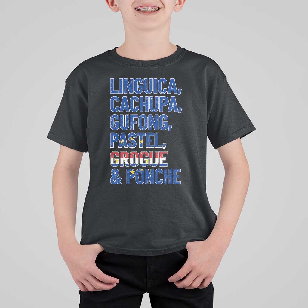 Cape Verde Traditional Food & Drinks List T Shirt For Kid Cabo Verdean Cachupa Grogue Heritage Gift