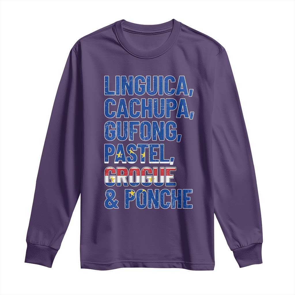 Cape Verde Traditional Food & Drinks List Long Sleeve Shirt Cabo Verdean Cachupa Grogue Heritage Gift