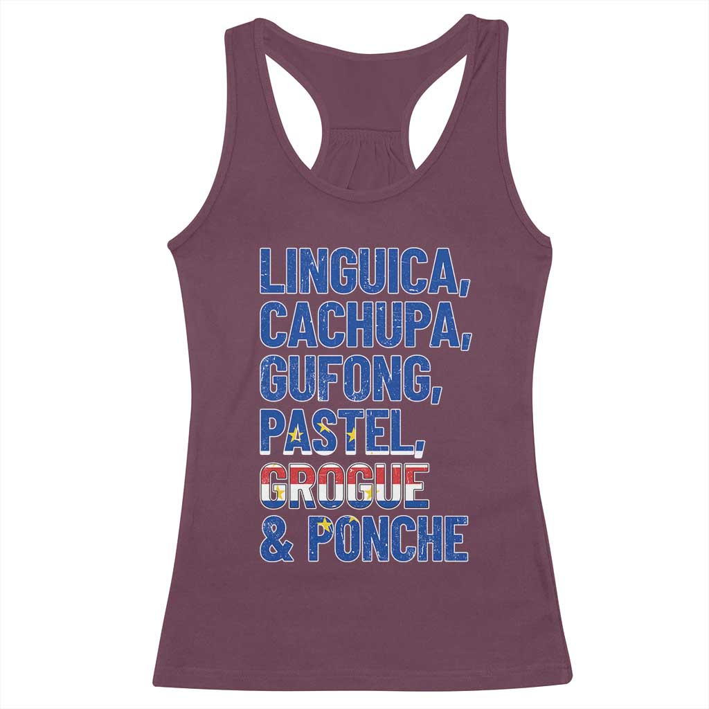 Cape Verde Traditional Food & Drinks List Racerback Tank Top Cabo Verdean Cachupa Grogue Heritage Gift