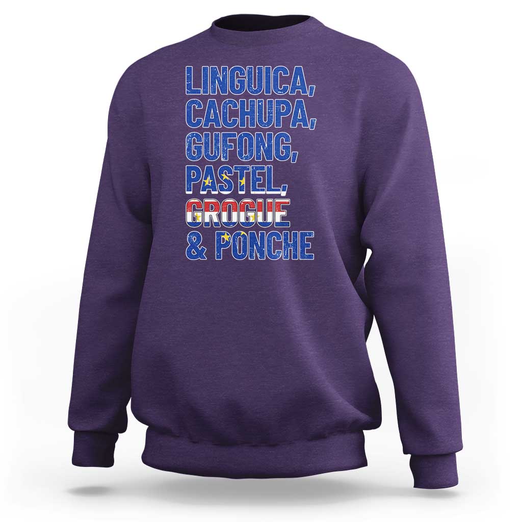 Cape Verde Traditional Food & Drinks List Sweatshirt Cabo Verdean Cachupa Grogue Heritage Gift