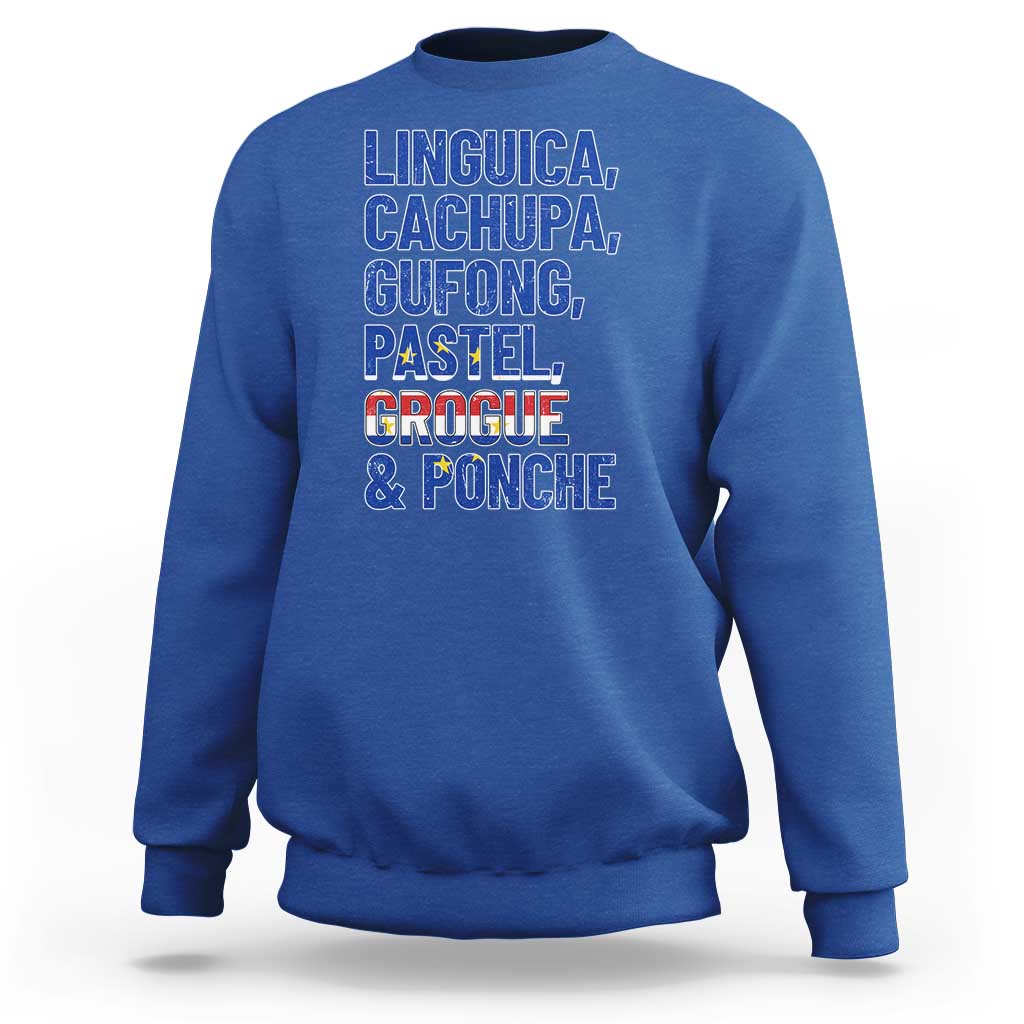 Cape Verde Traditional Food & Drinks List Sweatshirt Cabo Verdean Cachupa Grogue Heritage Gift