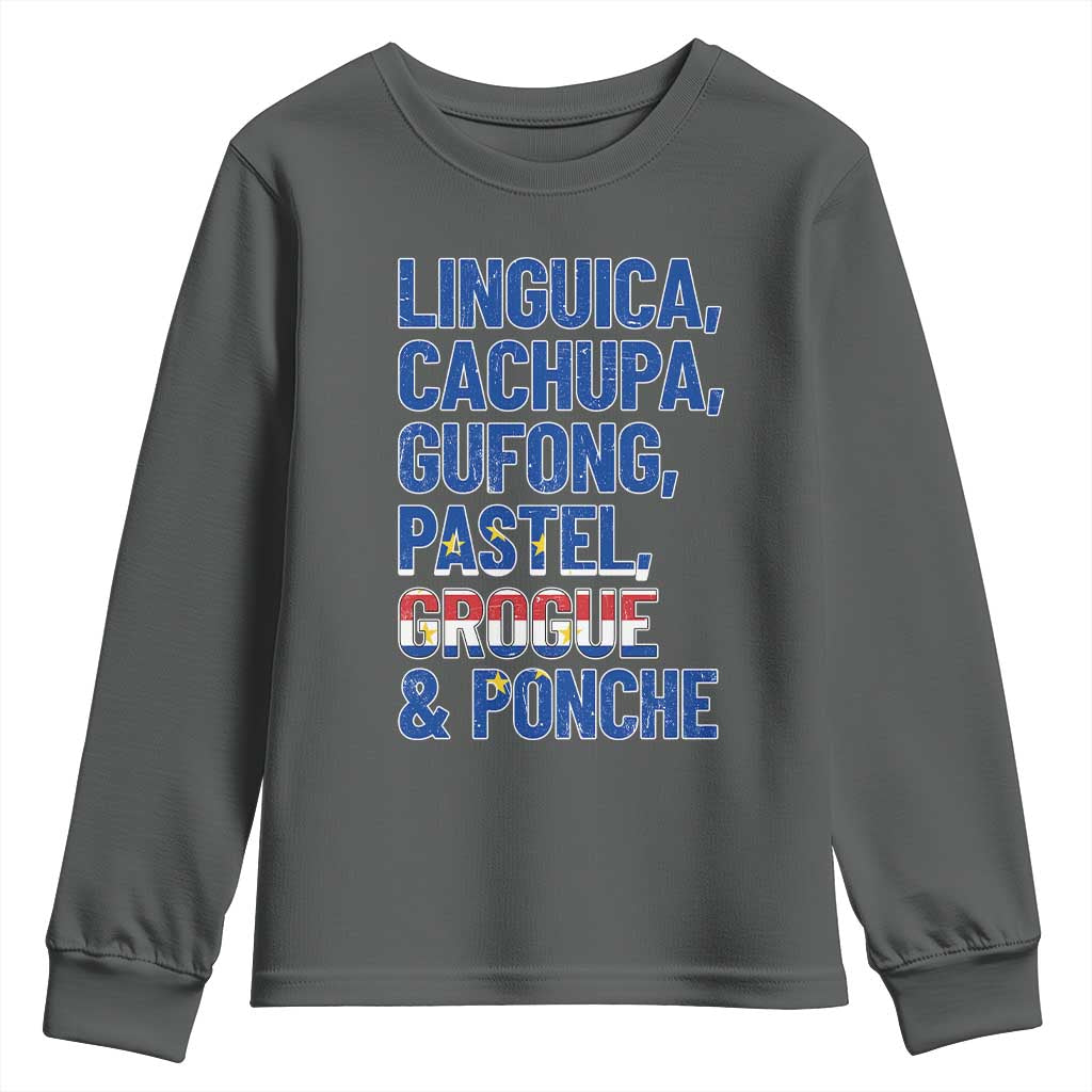 Cape Verde Traditional Food & Drinks List Youth Sweatshirt Cabo Verdean Cachupa Grogue Heritage Gift