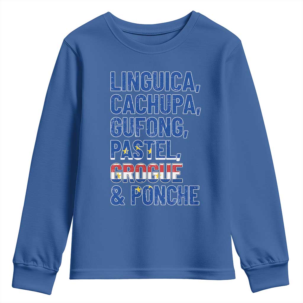 Cape Verde Traditional Food & Drinks List Youth Sweatshirt Cabo Verdean Cachupa Grogue Heritage Gift