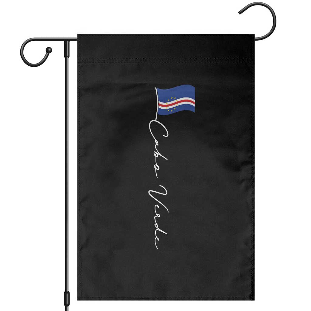 Cabo Verde Elegant Script Flag Graphic Garden Flag Cape Verde Minimalist Cursive National Pride Gift