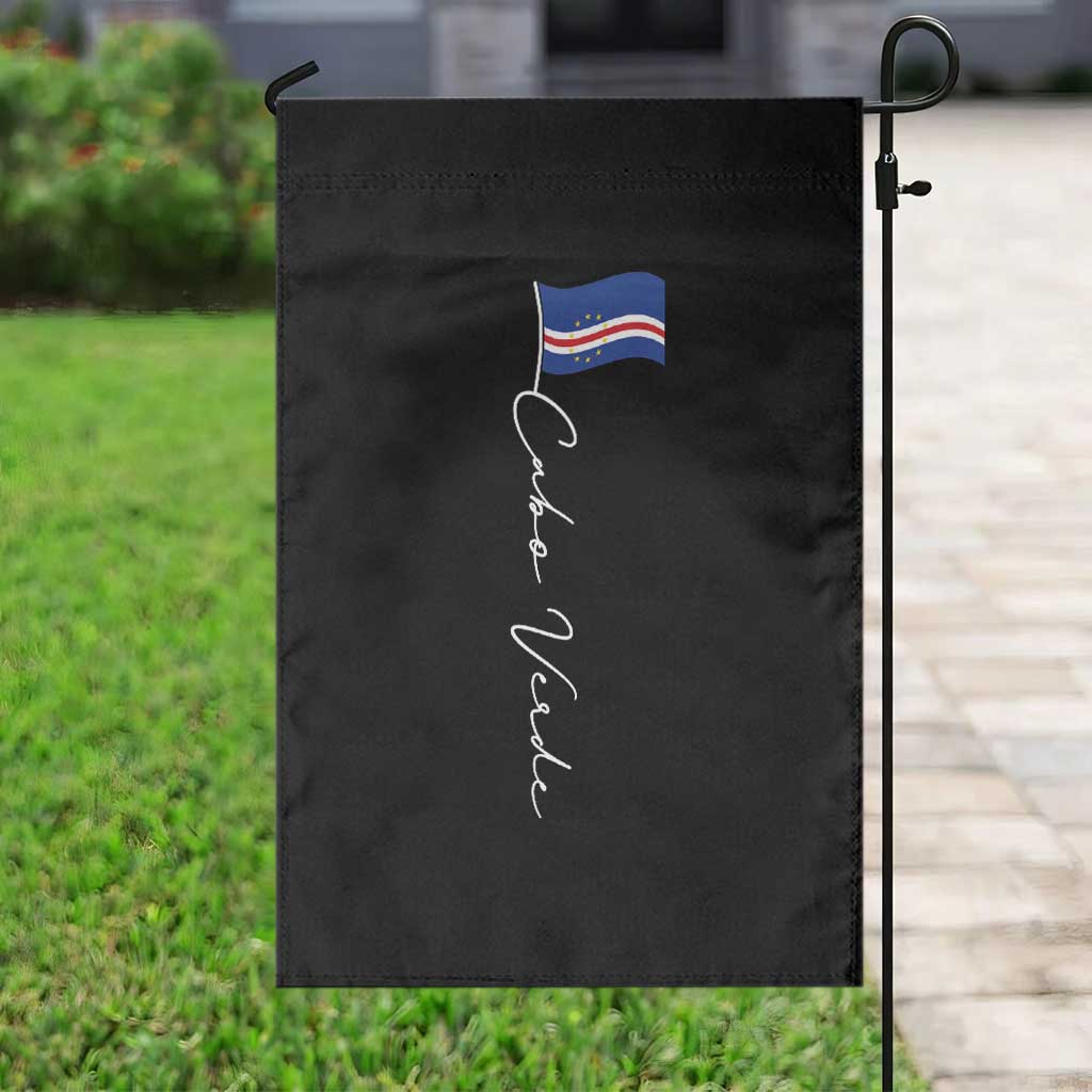 Cabo Verde Elegant Script Flag Graphic Garden Flag Cape Verde Minimalist Cursive National Pride Gift